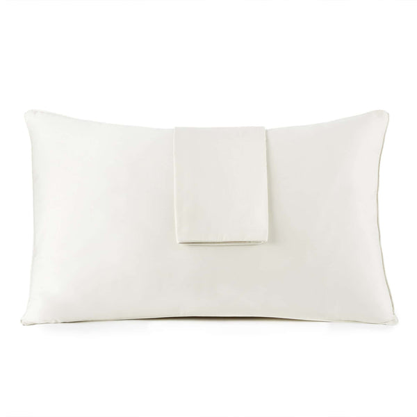 Organic cotton waterproof pillow protector in white with a hidden zipper