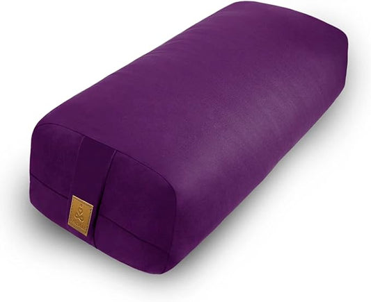 Yoga Bolster (26x10.5x5.5 in) Supportive Yoga Cushion for Restorative Yin Yoga Accessories Rectangular Bolster for Stretching Meditation Pillow 100% Organic Cotton Removable Washable Cover