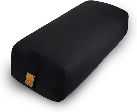 Yoga Bolster (26x10.5x5.5 in) Supportive Yoga Cushion for Restorative Yin Yoga Accessories Rectangular Bolster for Stretching Meditation Pillow 100% Organic Cotton Removable Washable Cover