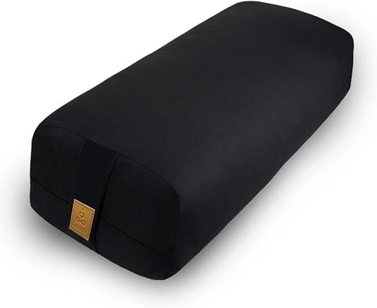 Yoga Bolster (26x10.5x5.5 in) Supportive Yoga Cushion for Restorative Yin Yoga Accessories Rectangular Bolster for Stretching Meditation Pillow 100% Organic Cotton Removable Washable Cover