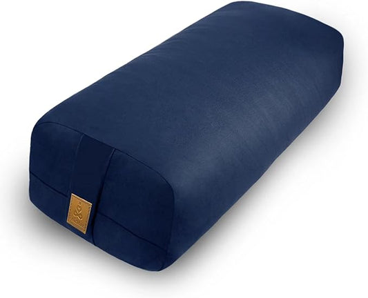 Yoga Bolster (26x10.5x5.5 in) Supportive Yoga Cushion for Restorative Yin Yoga Accessories Rectangular Bolster for Stretching Meditation Pillow 100% Organic Cotton Removable Washable Cover
