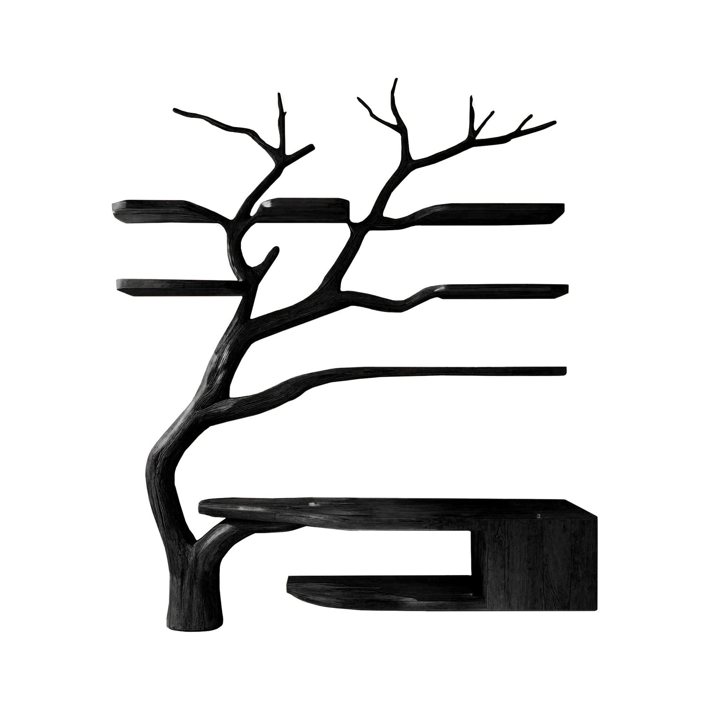 Arboris Organic Modern Solid Wood Bathroom Vanity with Tree Branch Shelves