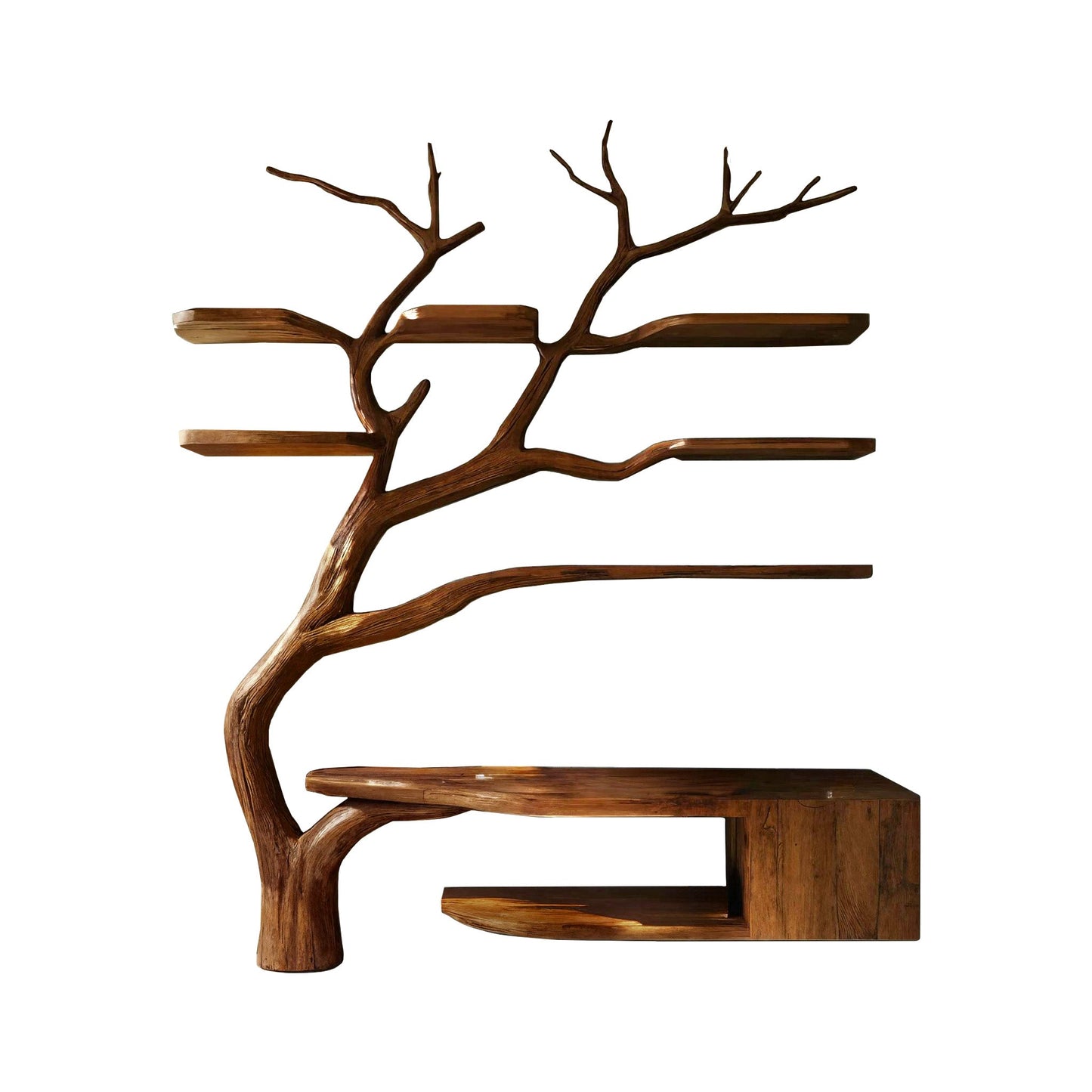 Arboris Organic Modern Solid Wood Bathroom Vanity with Tree Branch Shelves