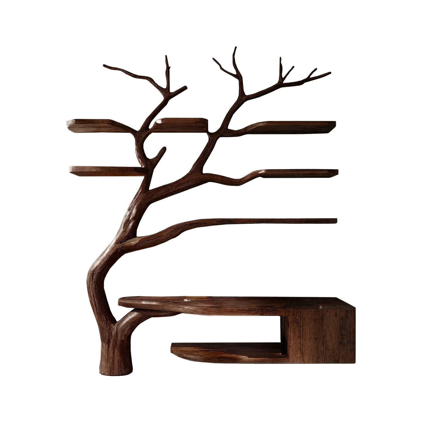 Arboris Organic Modern Solid Wood Bathroom Vanity with Tree Branch Shelves