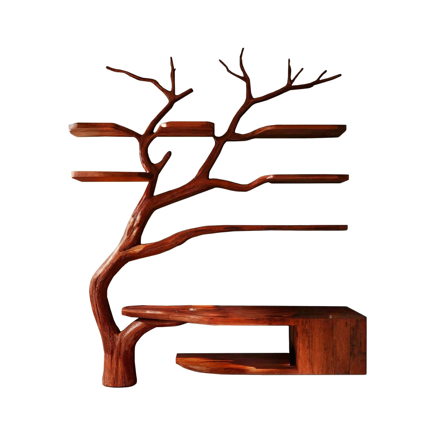 Arboris Organic Modern Solid Wood Bathroom Vanity with Tree Branch Shelves
