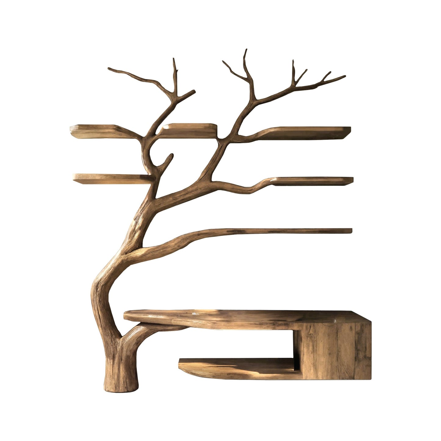 Arboris Organic Modern Solid Wood Bathroom Vanity with Tree Branch Shelves