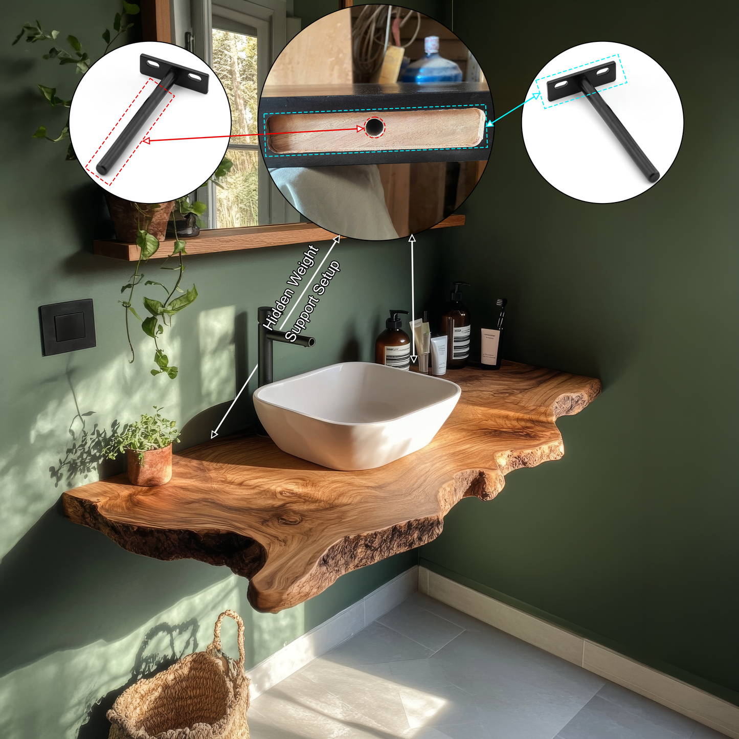 Aurelin Crest Organic Wood Floating Bathroom Vanity