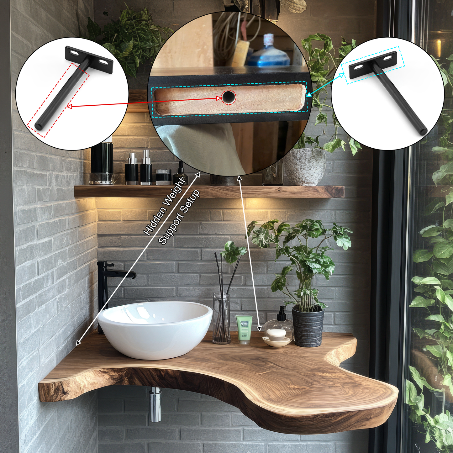 Aurelin Drift Organic Wood Floating Bathroom Vanity
