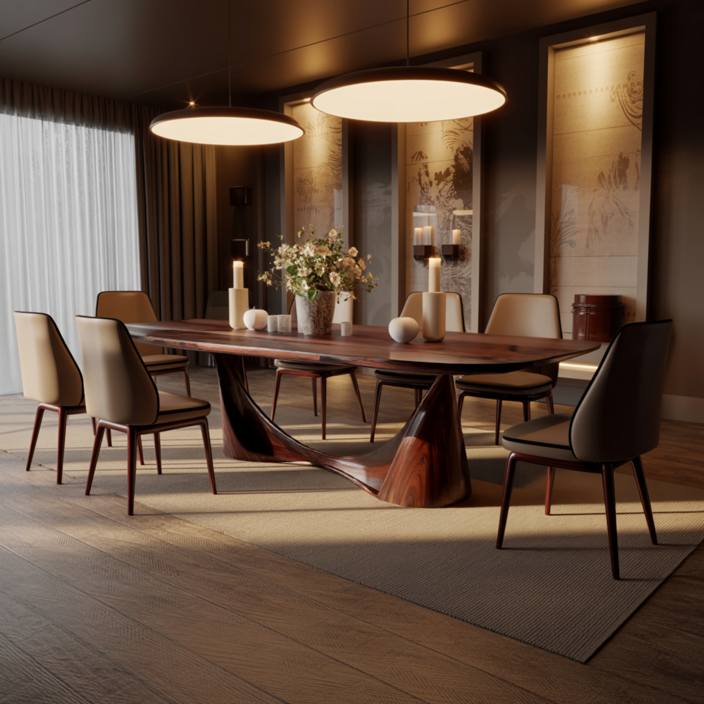 Contemporary Organic Solid Wood Dining Table