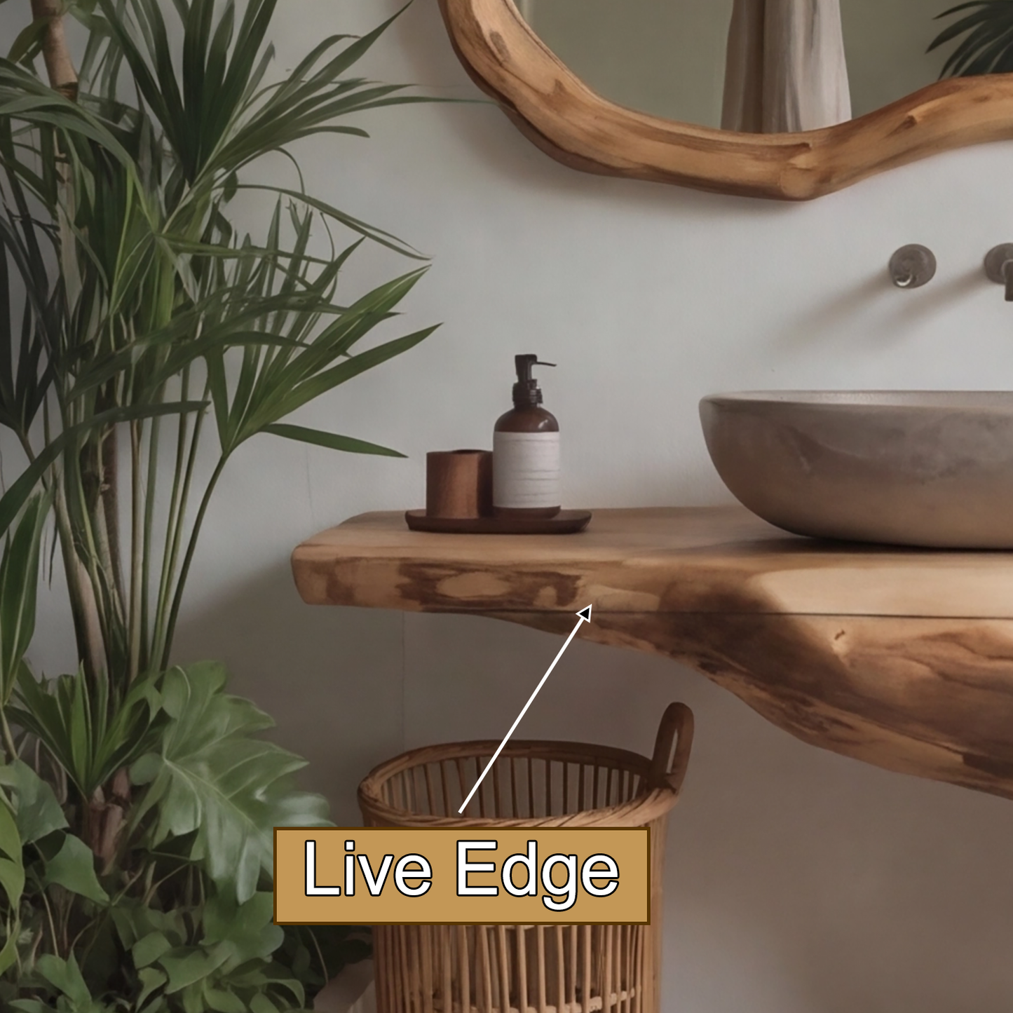 Coralwave Organic Wood Form Floating Bathroom Vanity with Open Storage