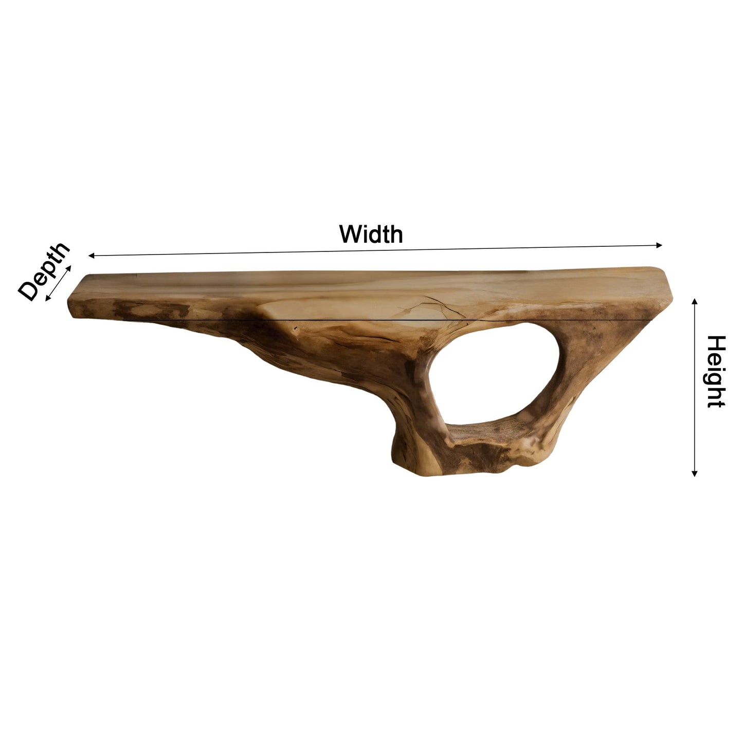 Coralwave Organic Wood Form Floating Bathroom Vanity with Open Storage