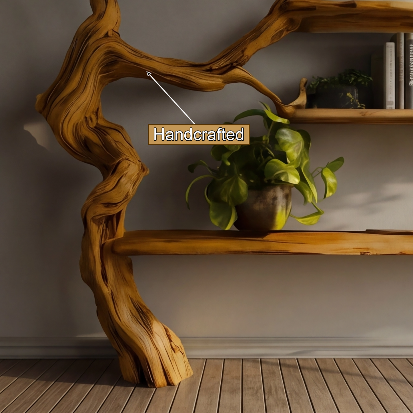 Elara Organic Modern Solid Wood Tree Bookshelf