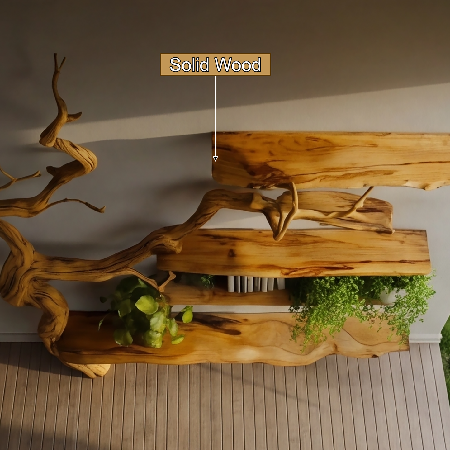 Elara Organic Modern Solid Wood Tree Bookshelf