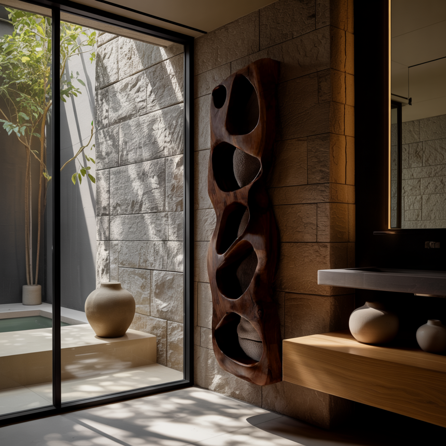 Flownest Organic Wood Floating Sculptural Wall Shelf