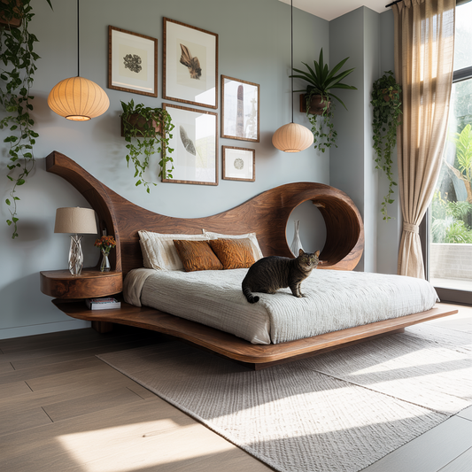 Harmona Organic Flow Solid Wood Headboard and Bed Frame