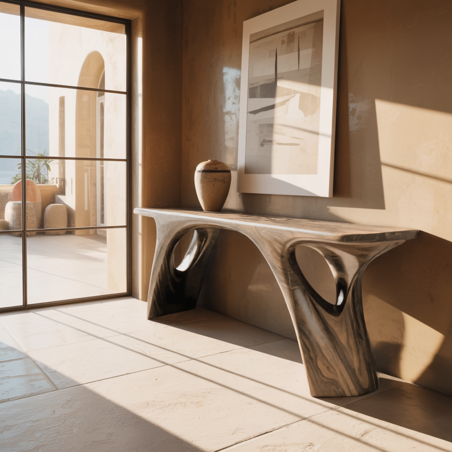 Kaori Modern Organic Sculptural Console Table