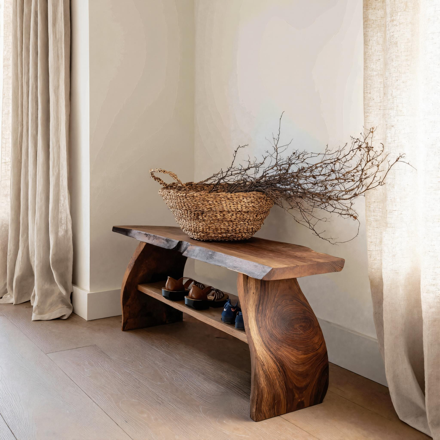 Organic Modern Solid Wood Shoe Rack