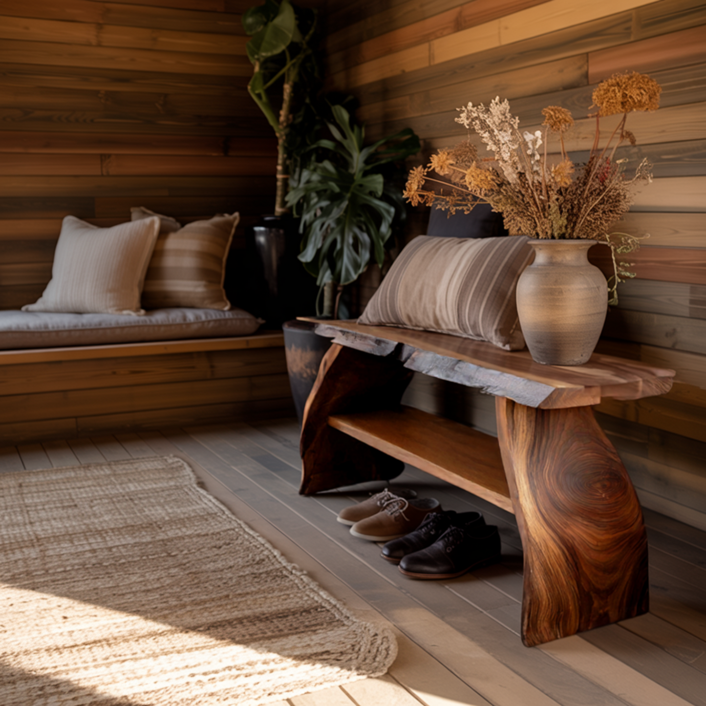 Organic Modern Solid Wood Shoe Rack