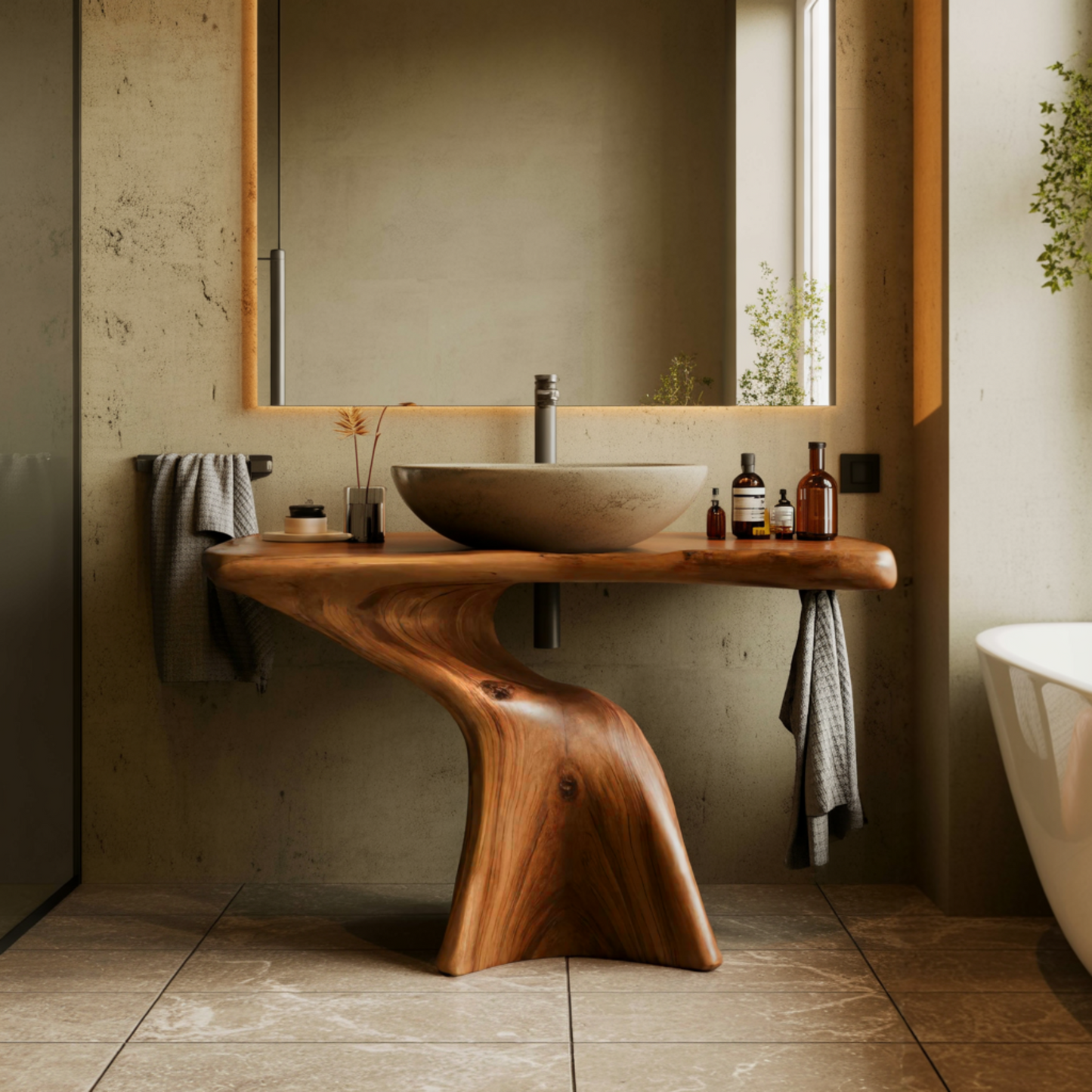 Araya Organic Modern Solid Wood Freestanding Bathroom Vanity