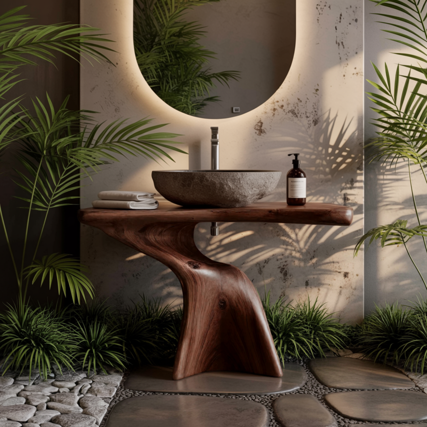 Araya Organic Modern Solid Wood Freestanding Bathroom Vanity