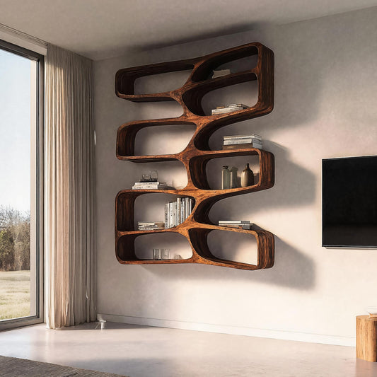 Orren Organic Modern Solid Wood Floating Bookshelf