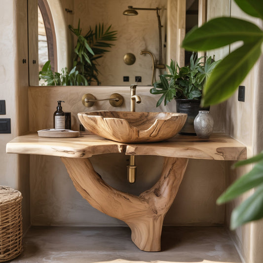 Petalgrain Organic Live Edge Wood Vessel Sink