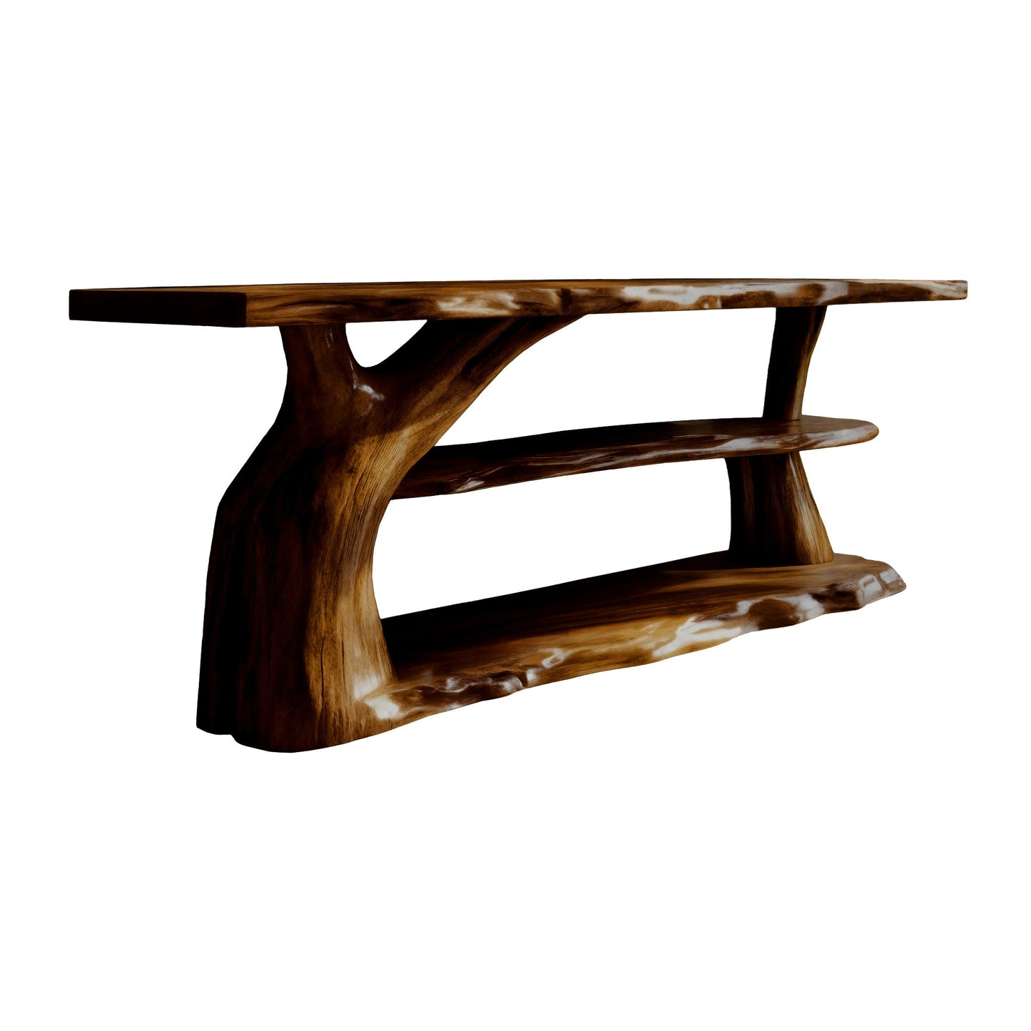 Riverroot Organic Live Edge Freestanding Bathroom Vanity with Shelves