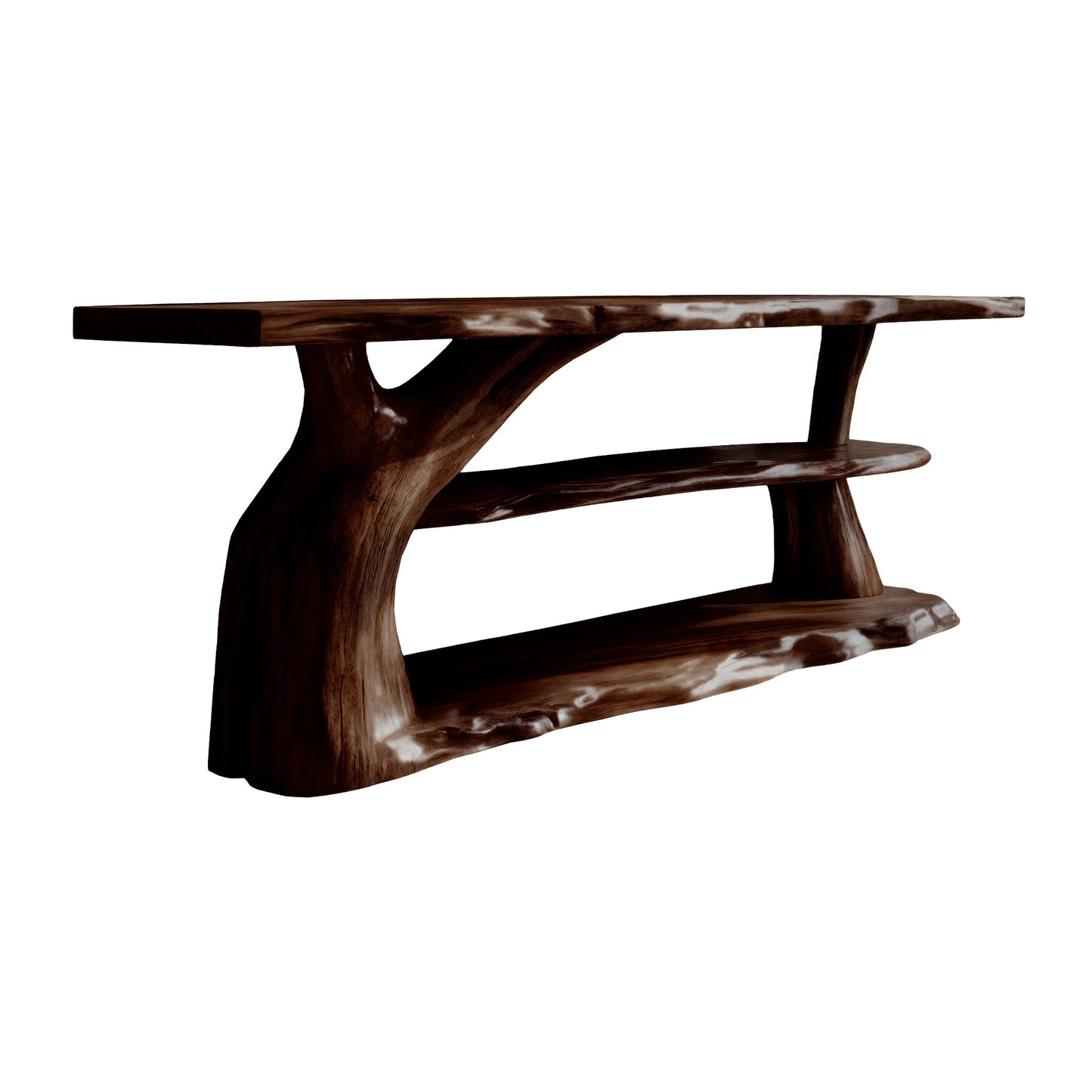 Riverroot Organic Live Edge Freestanding Bathroom Vanity with Shelves