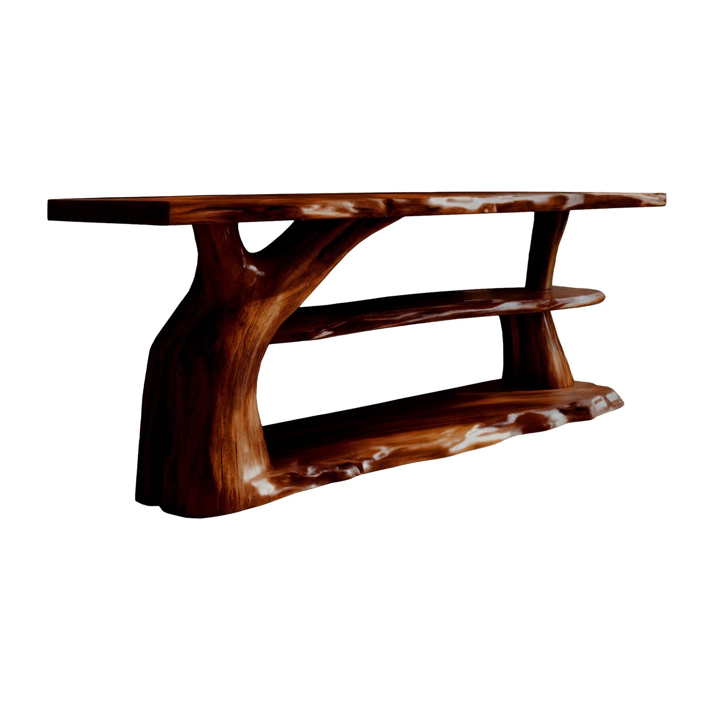 Riverroot Organic Live Edge Freestanding Bathroom Vanity with Shelves