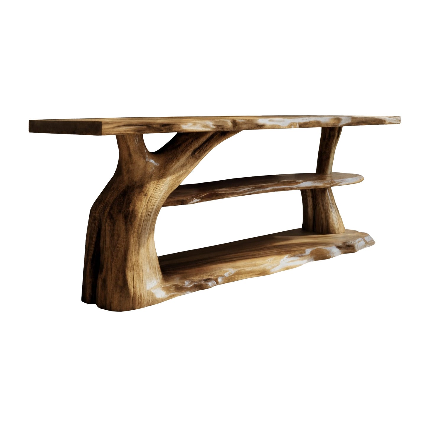Riverroot Organic Live Edge Freestanding Bathroom Vanity with Shelves