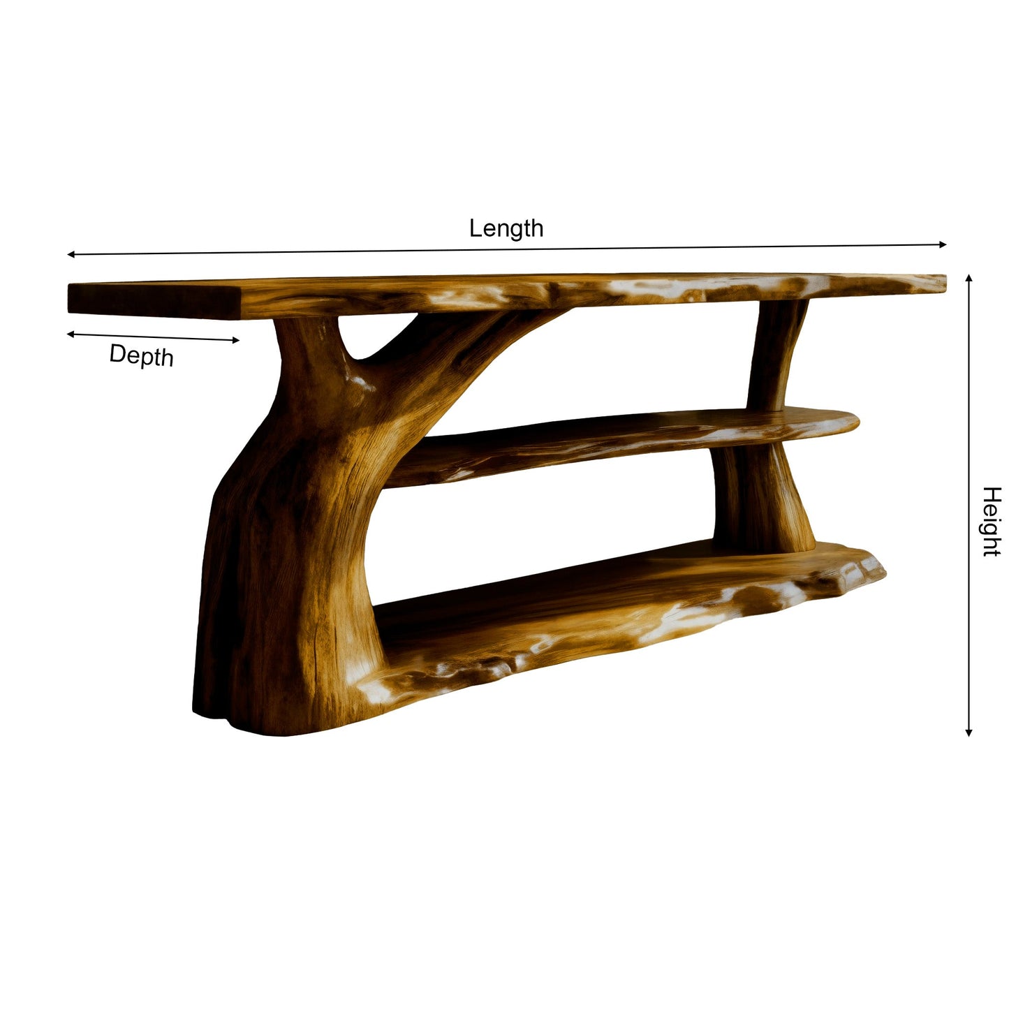 Riverroot Organic Live Edge Freestanding Bathroom Vanity with Shelves