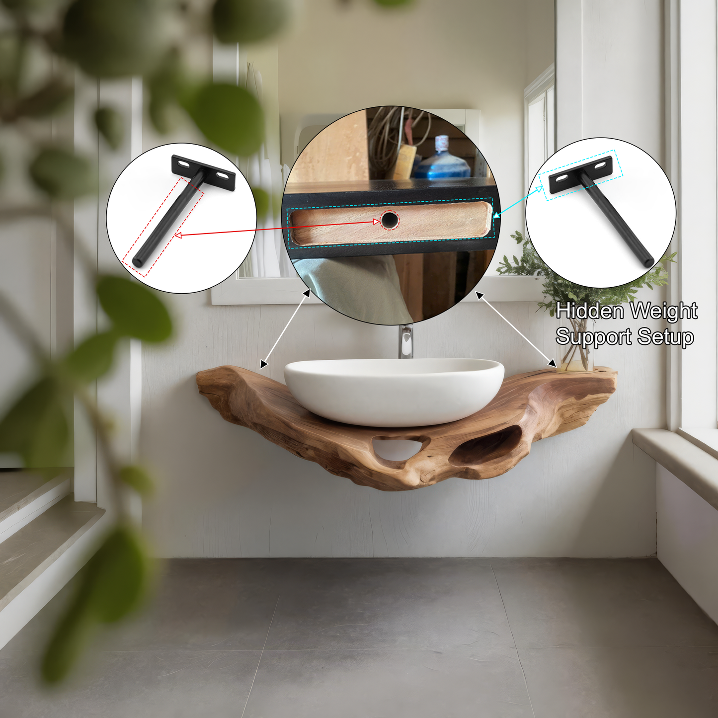Tideform Organic Wood Floating Bathroom Vanity