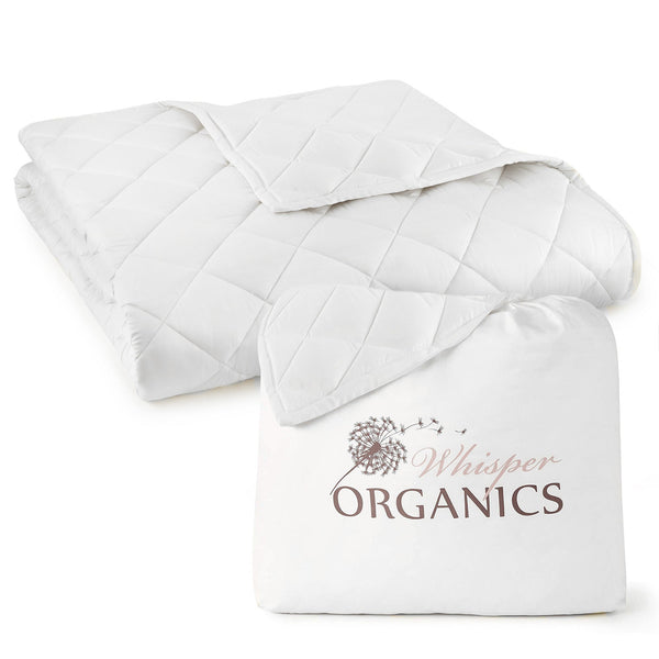 240 GSM organic cotton filled comforter in white on a made bed