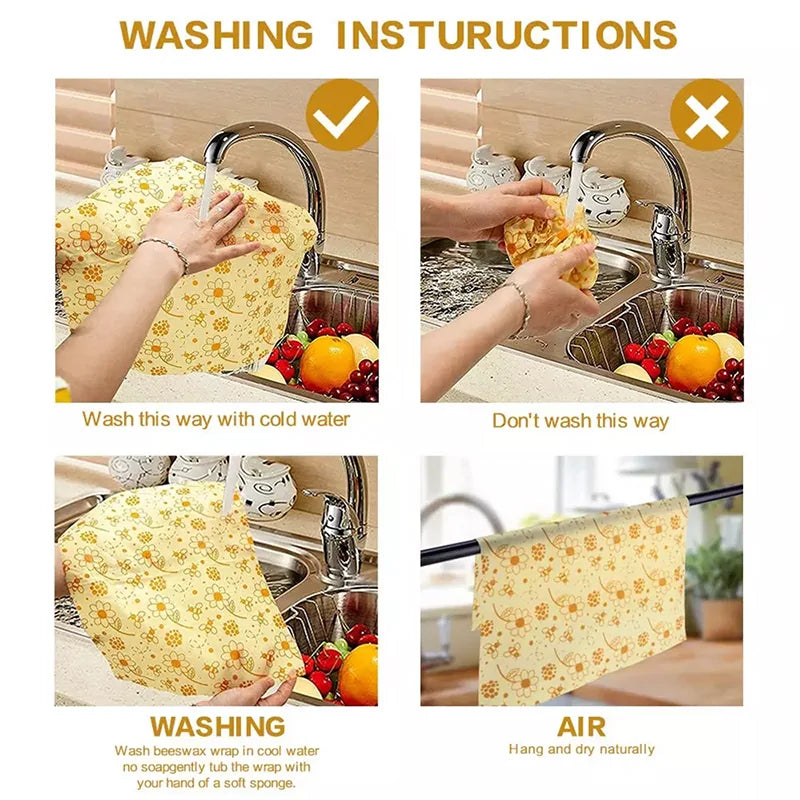 Eco Friendly Reusable Food Wraps Food Fresh Keeping Storage Organic Beeswax Cloth Wrap Cling Wrap Custom Made Pattern Wholesa