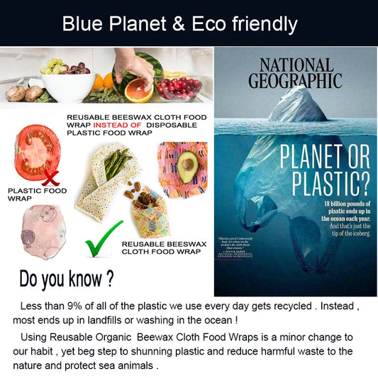 Eco Friendly Reusable Food Wraps Food Fresh Keeping Storage Organic Beeswax Cloth Wrap Cling Wrap Custom Made Pattern Wholesa